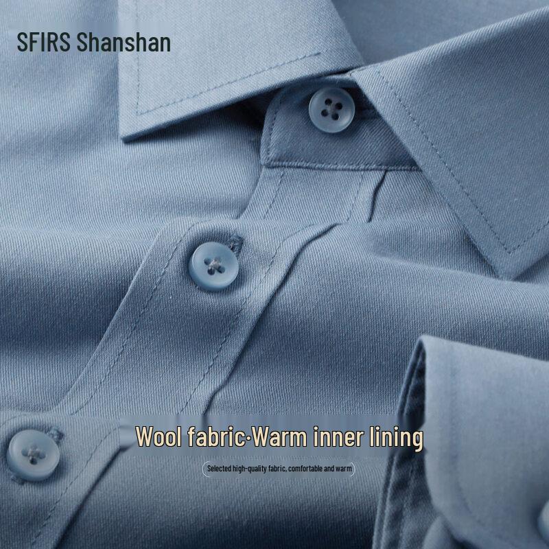 Мужская деловая рубашка с длинным рукавом и шерстяной подкладкой Shanshan 3XL