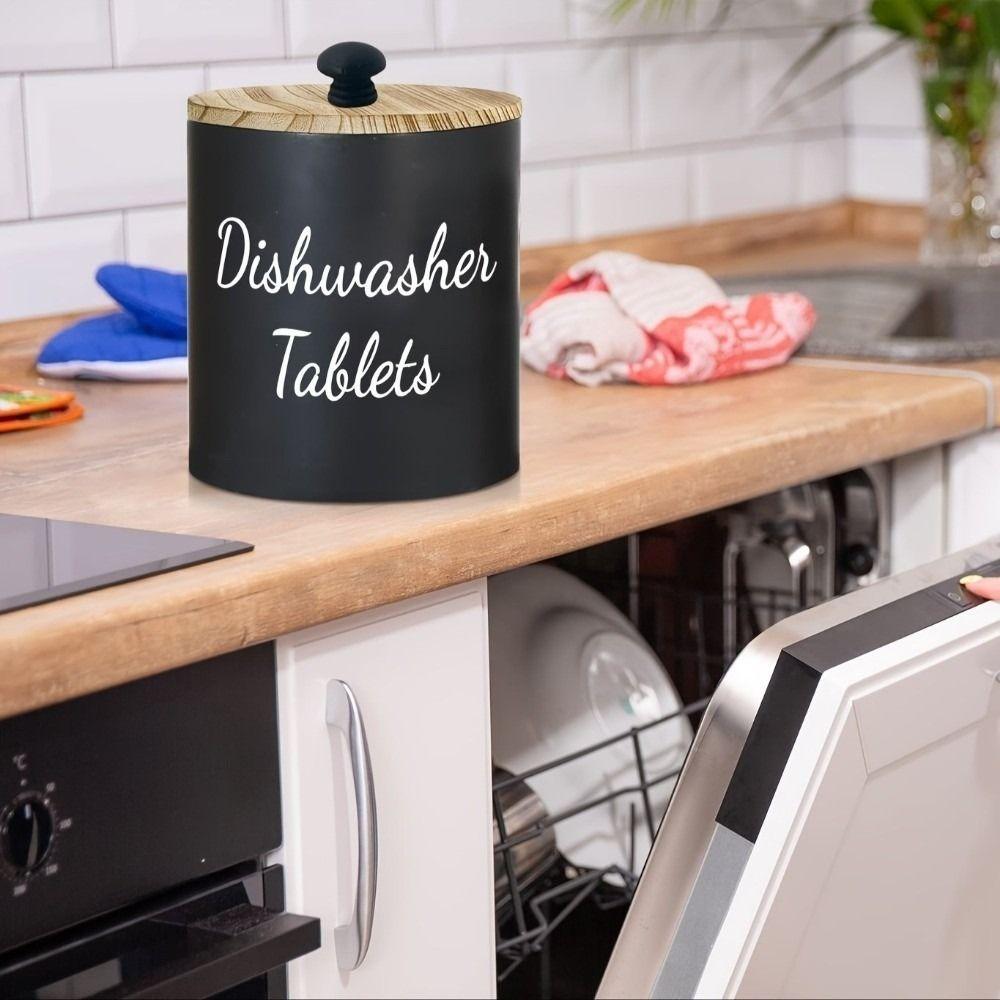 Wide Opening Dishwasher Pod Container Wood Laundry Pods Container Kitchen