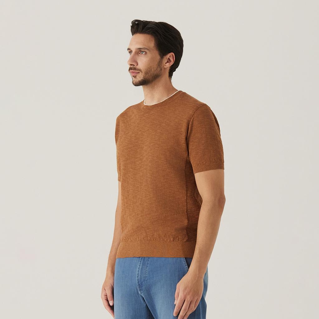 FERRAROMILANO Front Fine Texture Round Knit Camel (Amsftsr20160)