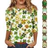 Women's Tops Three-quarter Sleeve Shirt Round-neck Loose Casual Shirt Print T-shirt