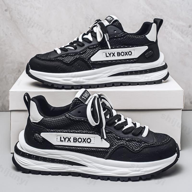 

Niche Design Mesh Breathable Low Top Thick Soled Casual Shoes for Men 2026 Autumn Fashi Versatile Comfortable Chunky sneakers 44 чорний