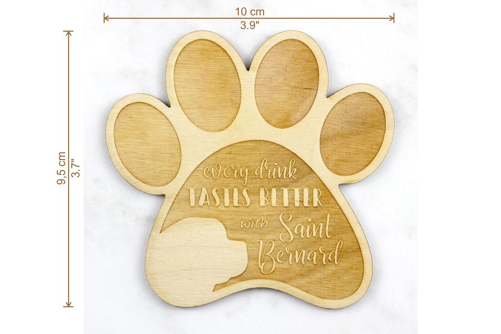 St. Bernard, Saint Bernard, Alpine Mastiff, Bernhardiner - Mug coaster, engraved coaster with dog, gift for dog lover by Art-Dog brand