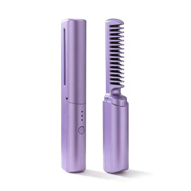 Mini Portable Hair Straightening Comb 2 in 1 Straight Curling Anti Frizz Easy to Carry Travel Friendly Hair Styling Accessory