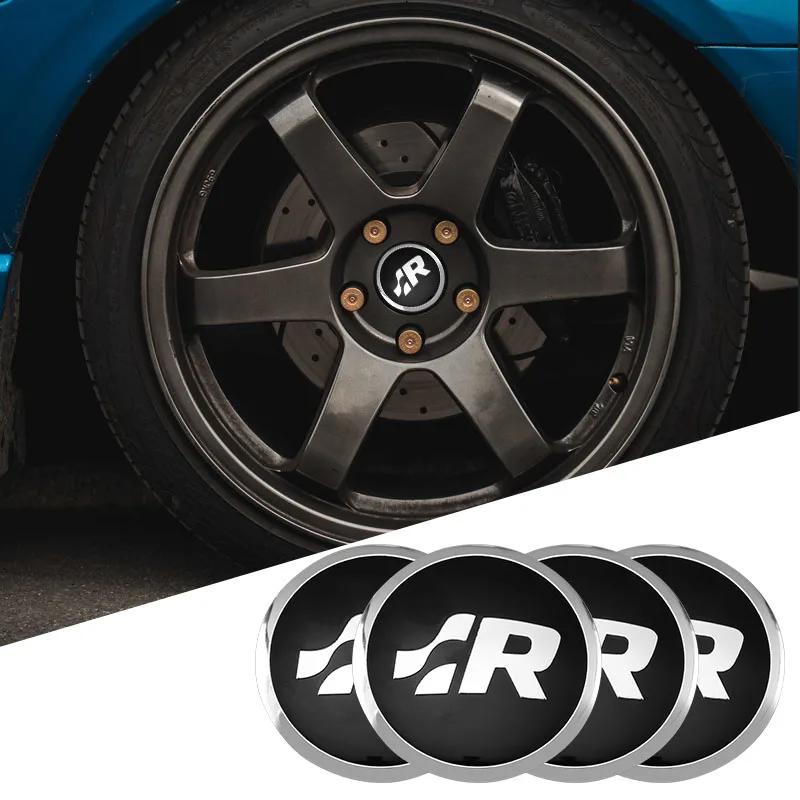 2025 Hot 4Pcs Car Wheel Hub Center Cap Metal Emblem Stickers For Volkswagen GTI R-Line R Polo T5 Golf Passat Scirocco Jetta Beet