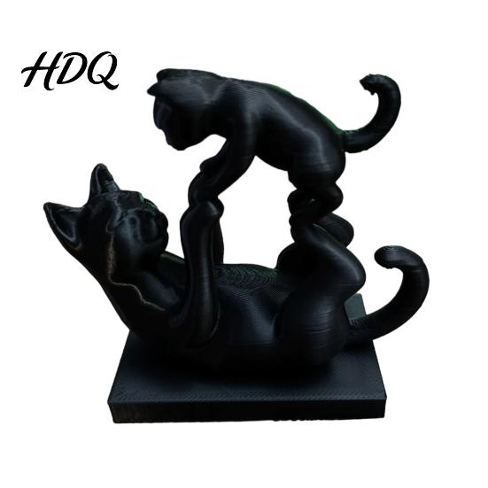 Black Cat Decoration 3D Printed Figurine Modern Kitten Statue Animal Shape Figurine