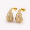 Nidin New Fashion Waterdrop Shape Delicate Stud Earrings For Women Pave Shiny Crystal Zircon Ear Jewelry Accessories Luxury Gift