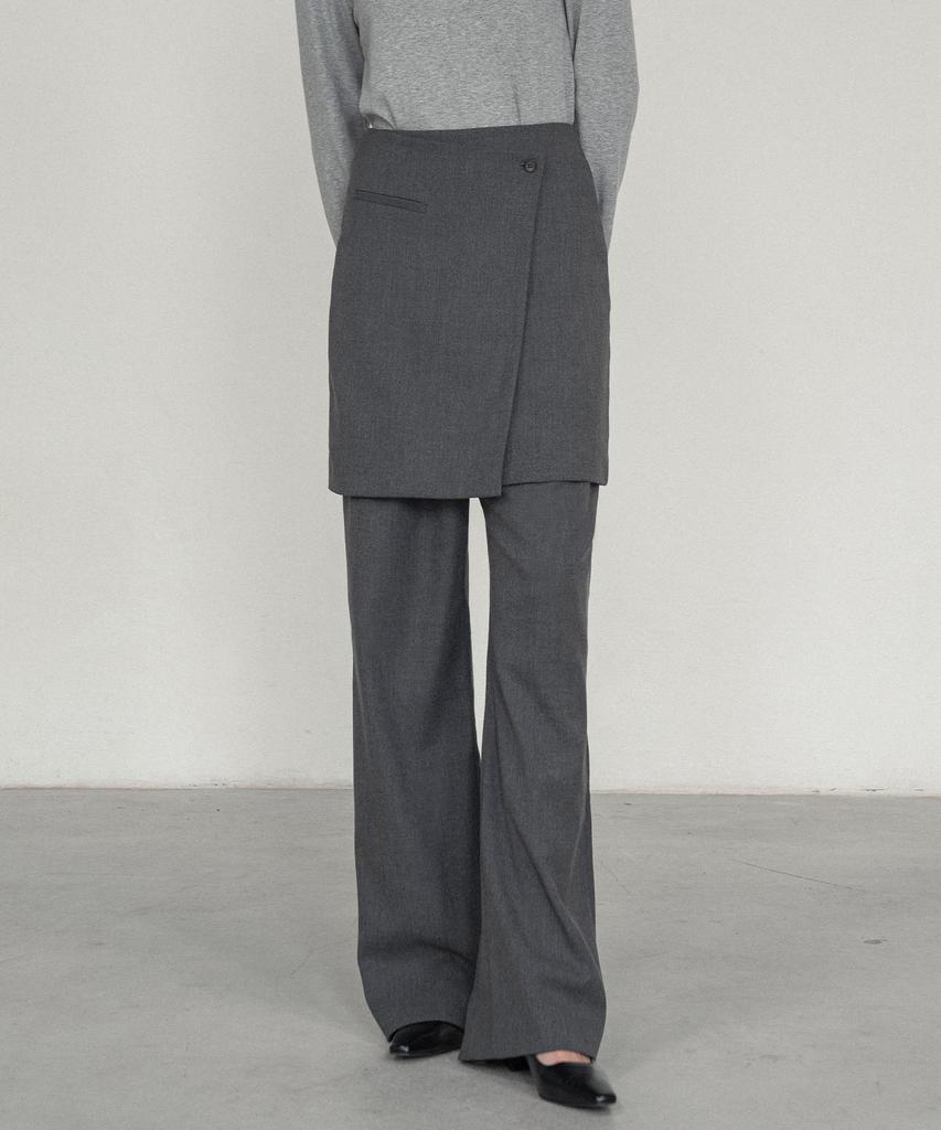 Siyajyu Sist9040 Modern Layered Skirt_Melange Gray