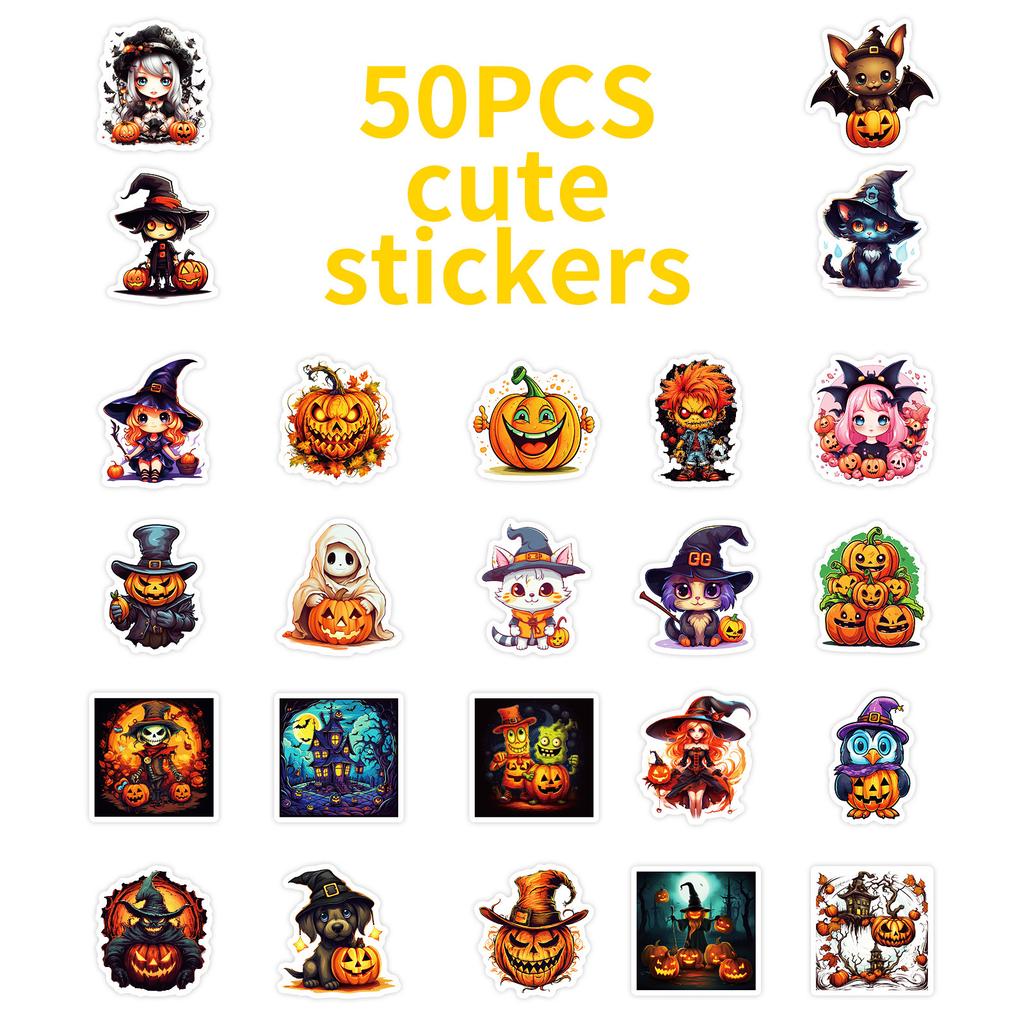 50 Halloween Halloween Pumpkin Witch Sticker Sticker Shein Horror Sticker