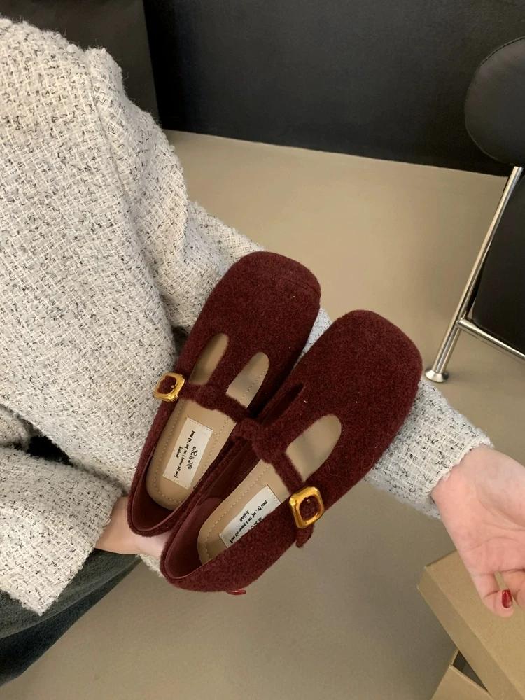 Mode 2024 Designer Femmes Mary Jane Chaussures Plates Mode Marque Imprimé Mocassins Élégants Mocassins à Bout Carré Ballerines en Daim Mujer