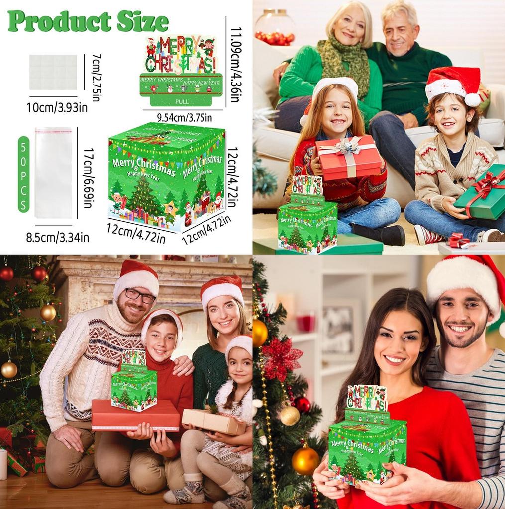 Christmas Theme Party Decor Gift Box With Green Gradient Christmas Tree Design For Holiday Celebrations