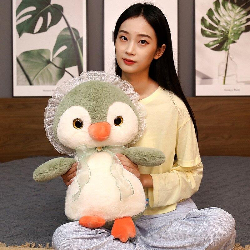 1pc 28 /38 /50cm Cute Penguin Plush Pillow Toys Lovely Penguin With Lace Dolls Stuffed Soft For Girls Appease Playmate Pillow Gift