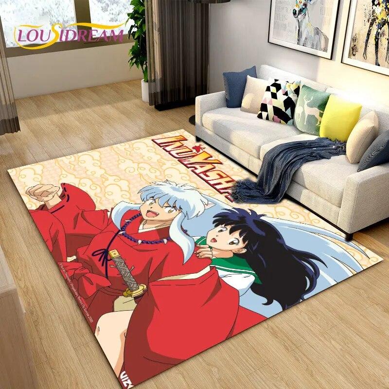 Inuyasha Japan Anime Cartoon Area Rug,Carpet Rug for Living Room Bedroom Sofa Doormat Decoration,Kids Play Non-slip Floor Mat