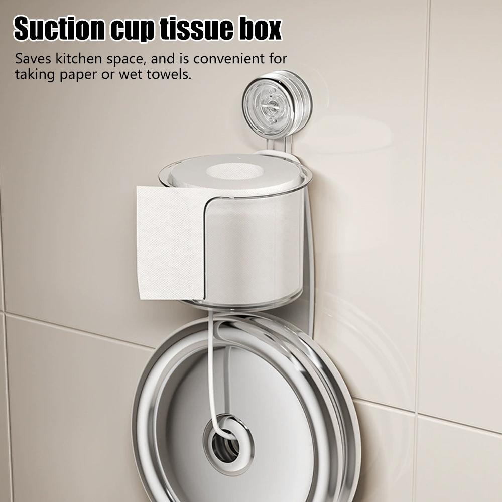 Suction Cup Tissue Box Bathroom Punch-free Plastic Home Toilet Paper Portable Storage Modern Minimalism Home Storage