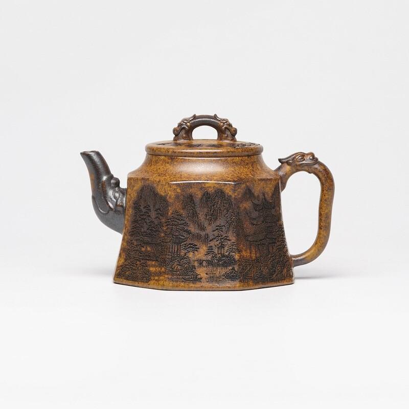 280 мл Эстетичные Исинские фиолетовые глиняные чайники Ручная работа Чайник «Два дракона» Сырая глина Керамический чайник, обжигаемый на дровах Набор для чая Цзыша Ремесло