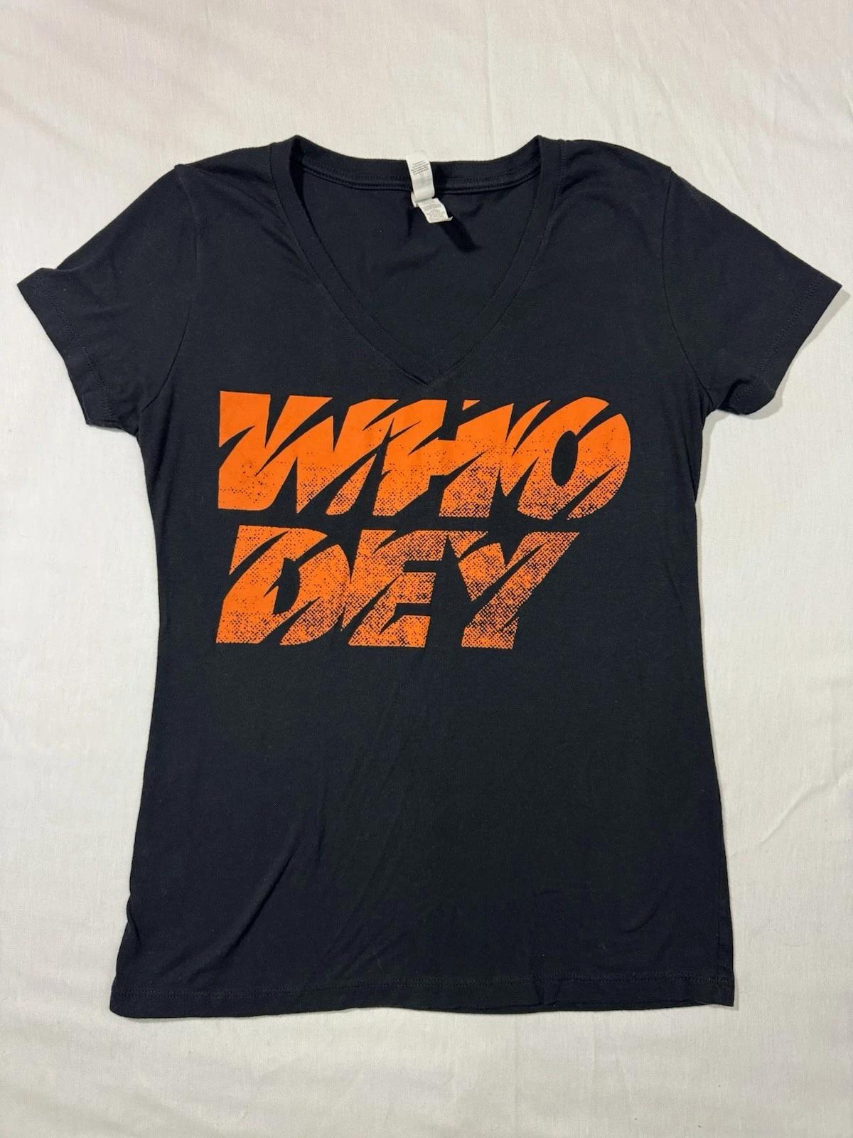 Cincinnati Bengals WHO DEY Black Womens Large Short Sleeve V Neck T Shirt 2XL