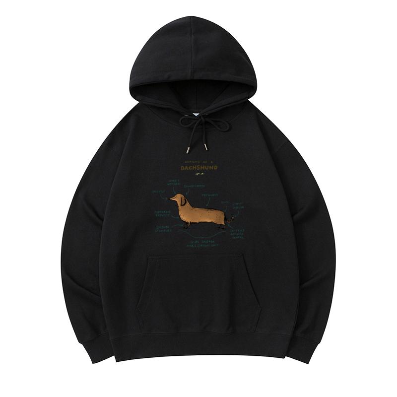 

300 GSM Men s Healthy Cotton Hoodies Anatomy Of A Dachshund Print Premium Cotton Sweatshirt