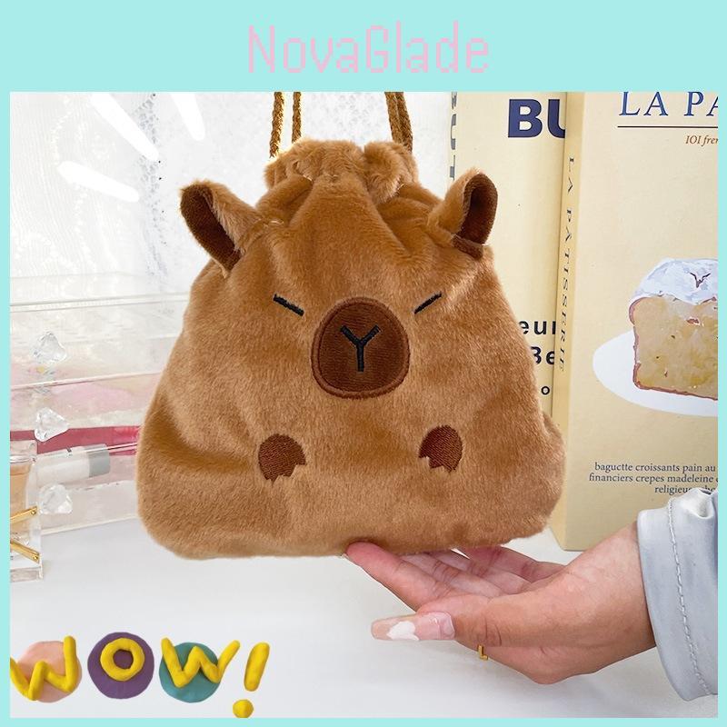 Entzückende Capybara Plüsch Kordelzugtasche Große Kapazität Tragbare Aufbewahrungstasche