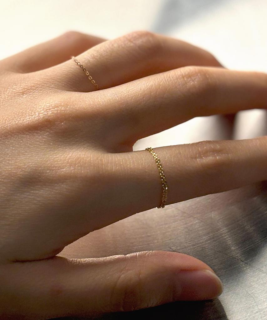 Helene Jewelry 14K 18K Tiny Cord Chain Ring
