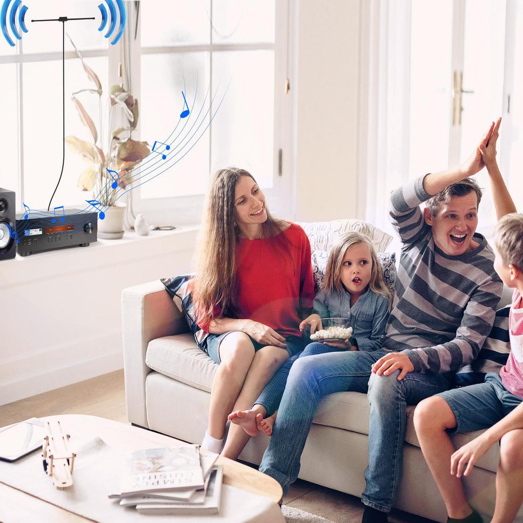 AQTAQ DAB FM Radio FM Dipole Antenna with 3m Extension Portable Radio Stereo AV HiFi for Music System Antenna, Cable, Tuner, Receiver, Receiver,