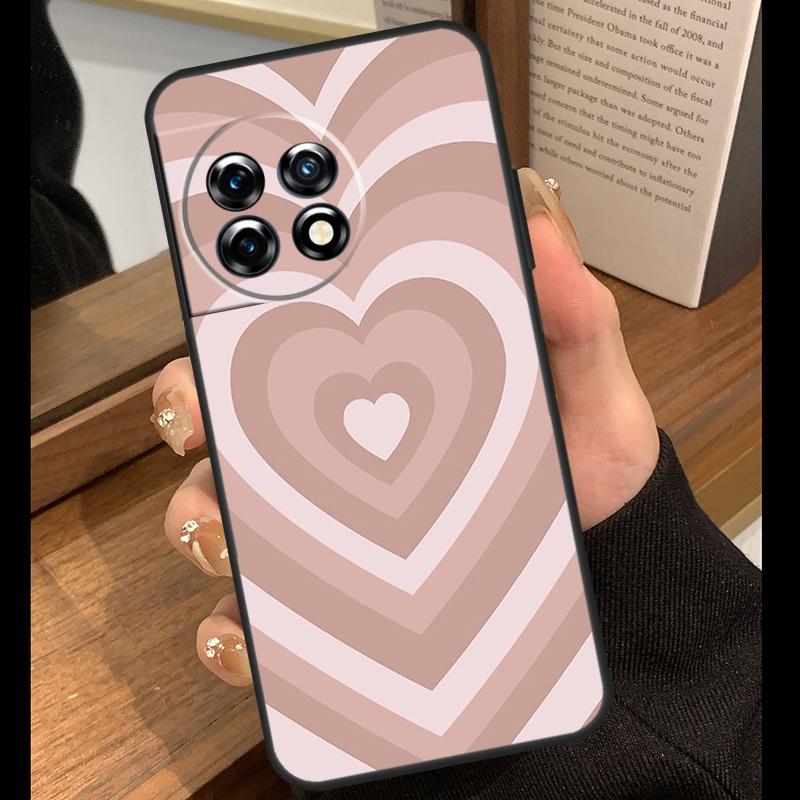 Latte Love Brown Heart Aesthetic Case For OnePlus 15 R 13T 13R 12R 10T 8T 13 12 11 9 10 Pro Nord 5 CE 4 2 3 Lite N20 N30 Cover