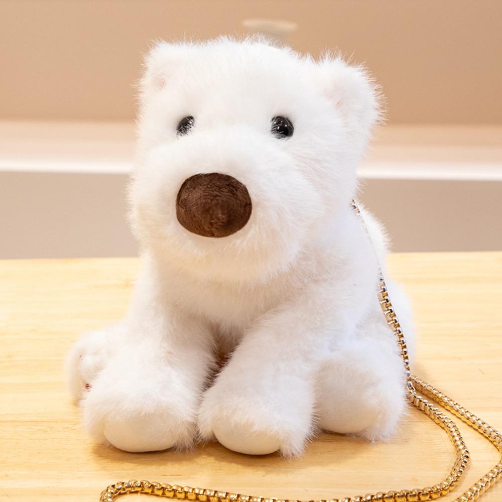 Stuffed Animals Simulation Akita Dog Lying Stuffed Puppy Doll West Highland Plush Toy Kids Girls