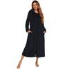Bata de felpa con cremallera para mujer con capucha térmica larga bata de noche invierno comodidad cremallera reclinable pijama bata de casa ropa casual bata de noche