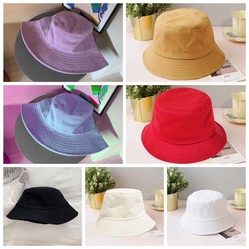 UPF 50+ Candy Color Fishmen Hat Colorful Wide Brim Sun Hat Solid Color Bucket Hat  Unisex
