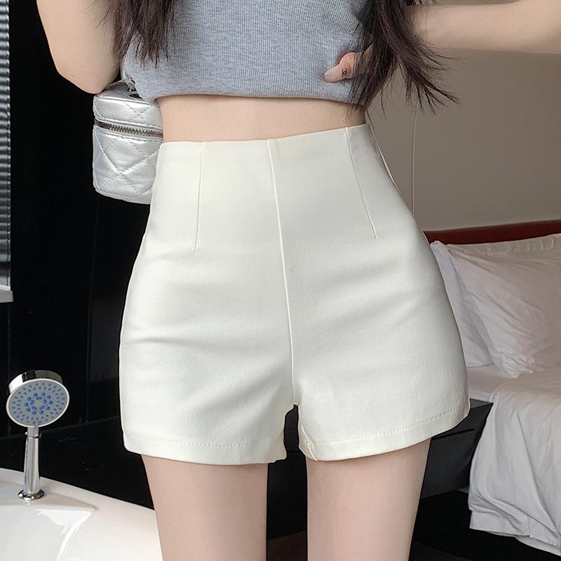 

Women s High-Waist White A-Line Summer Shorts - Anti-Exposure, Slim Fit Hot Pants Medium білий