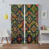 Bohemian Window Drapes with Colorful Pattern, Printed Curtain, Rod Pocket, Bedroom, Living Room, Study, Kitchen, 2 Pieces