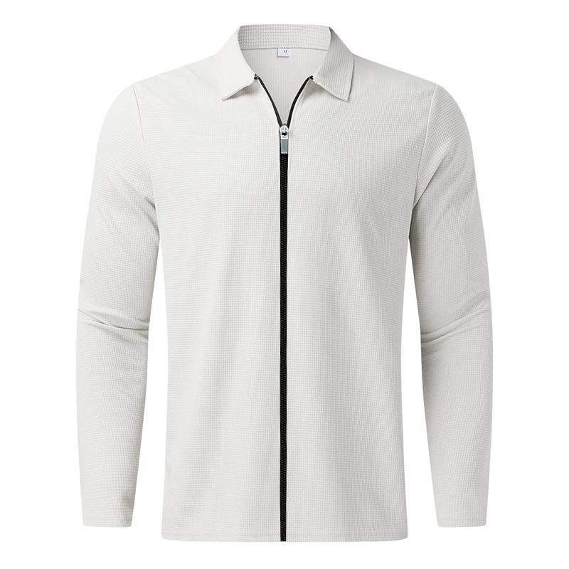 Jacket Cardigan Men's Autumn New Zipper Jacket Casual Men's Long Sleeve Lapel Waffle Jacket