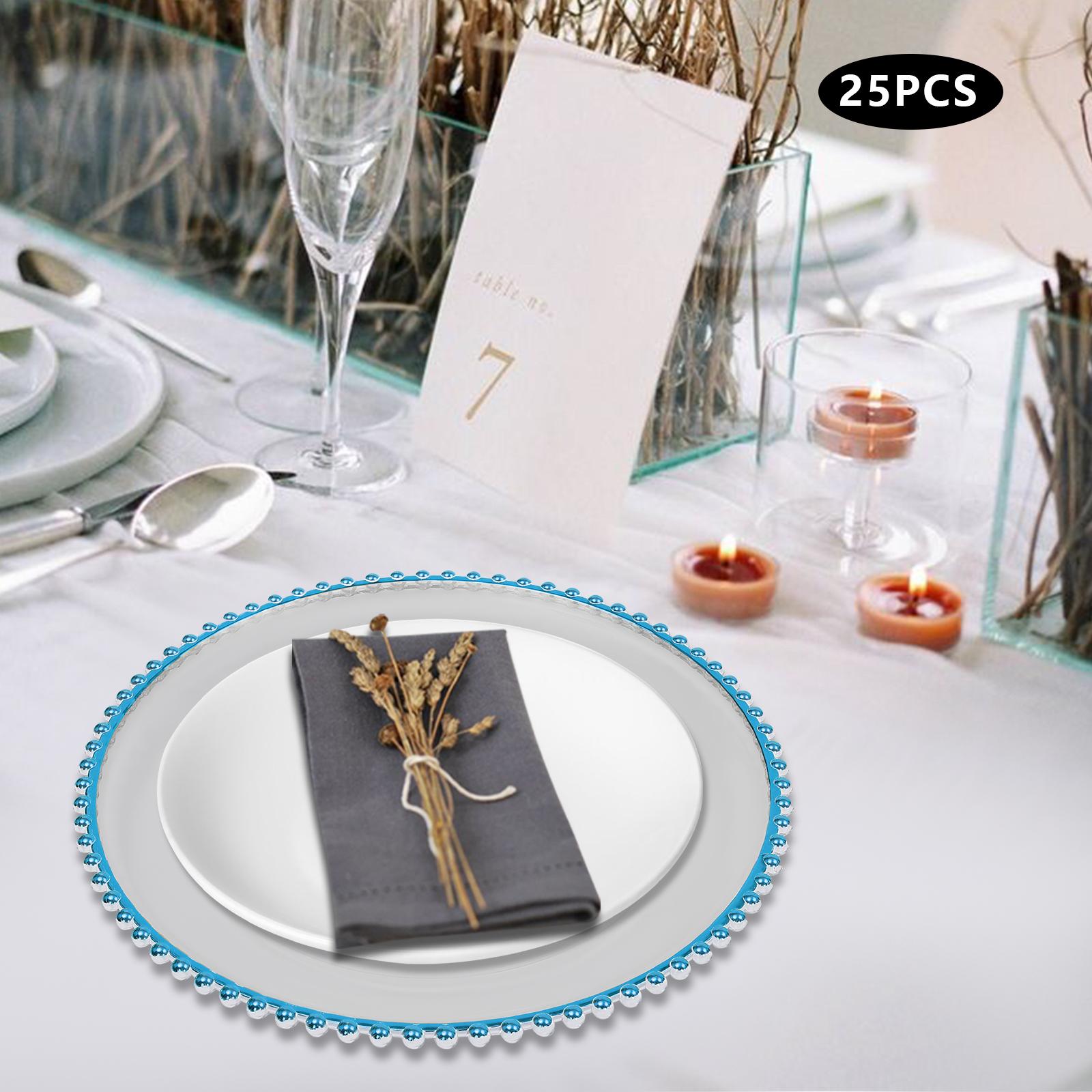 

Прозрачные пластиковые подстановочные тарелки, 32 см, одноразовые обеденные тарелки для вечеринки, свадьбы, мероприятия - упаковка 25 шт., Элегантная сервировка стола 25pcs