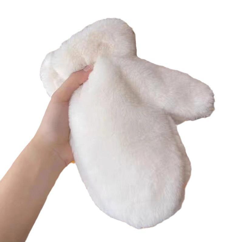 Plus Velvet Thickened Warm Cotton Gloves for Girls - Cold-Proof Cycling, Solid Color, Winter Plush