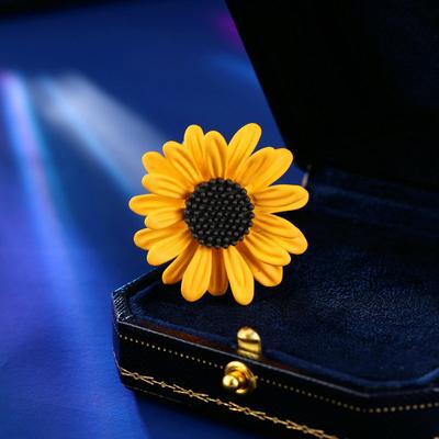 Women's Light Luxury Design Elegant Drip Sunflower Flower Brooch Fashionable And Versatile Niche Design Brooch