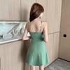 Chic Spaghetti Strap Low-Cut A-Line Dress for Fashion Foot Massage Technicians