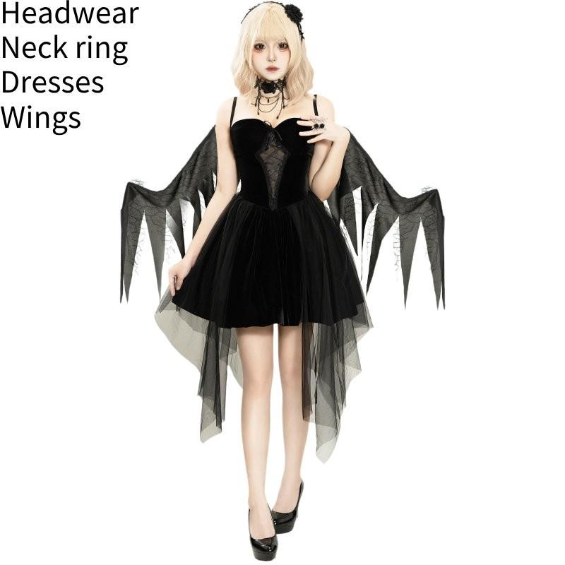 

Halloween Female Black Angel Dress Cosplay Costume Stage Performance Clothes S чорний