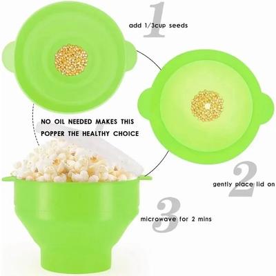 Mikrowellen Popcorn Schüssel Eimer Popcorn Maker mit Deckel Silikon DIY Chips Obstschale Zusammenklappbare Schüssel Multifunktionale Küchenwerkzeuge