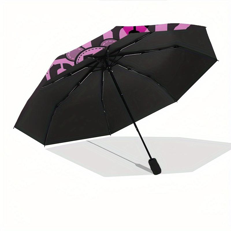 Hello Kitty,Rock Star Automatic Folding Umbrella-Simple 8-Rib Design, Bright Cartoon Pattern, Durable Iron Frame, Suitable For Travel, Outdo