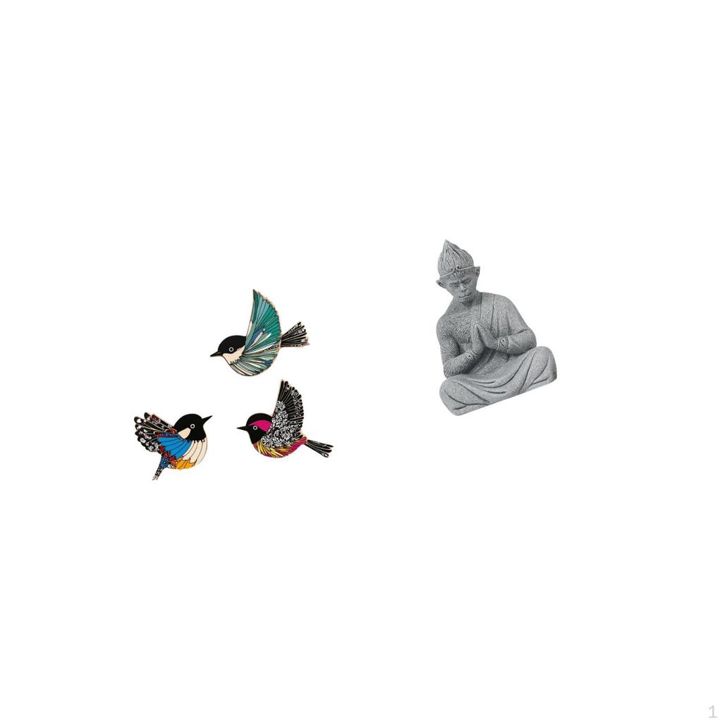 Wooden Bird Wall Art And Monkey Buddha Statue for Garden Study Room Farmhouse Hotel Patio Backyard