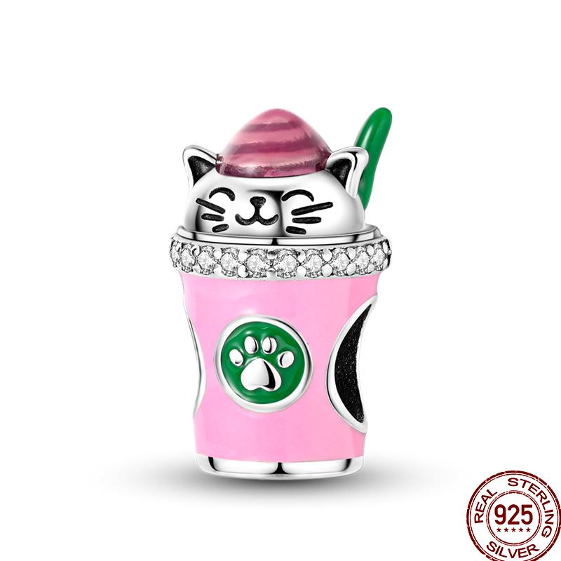 Copper Dessert Afternoon Tea Series Pink Zircon Sweets Playground Series Suitable Fit Pan Original Bracelet Diy