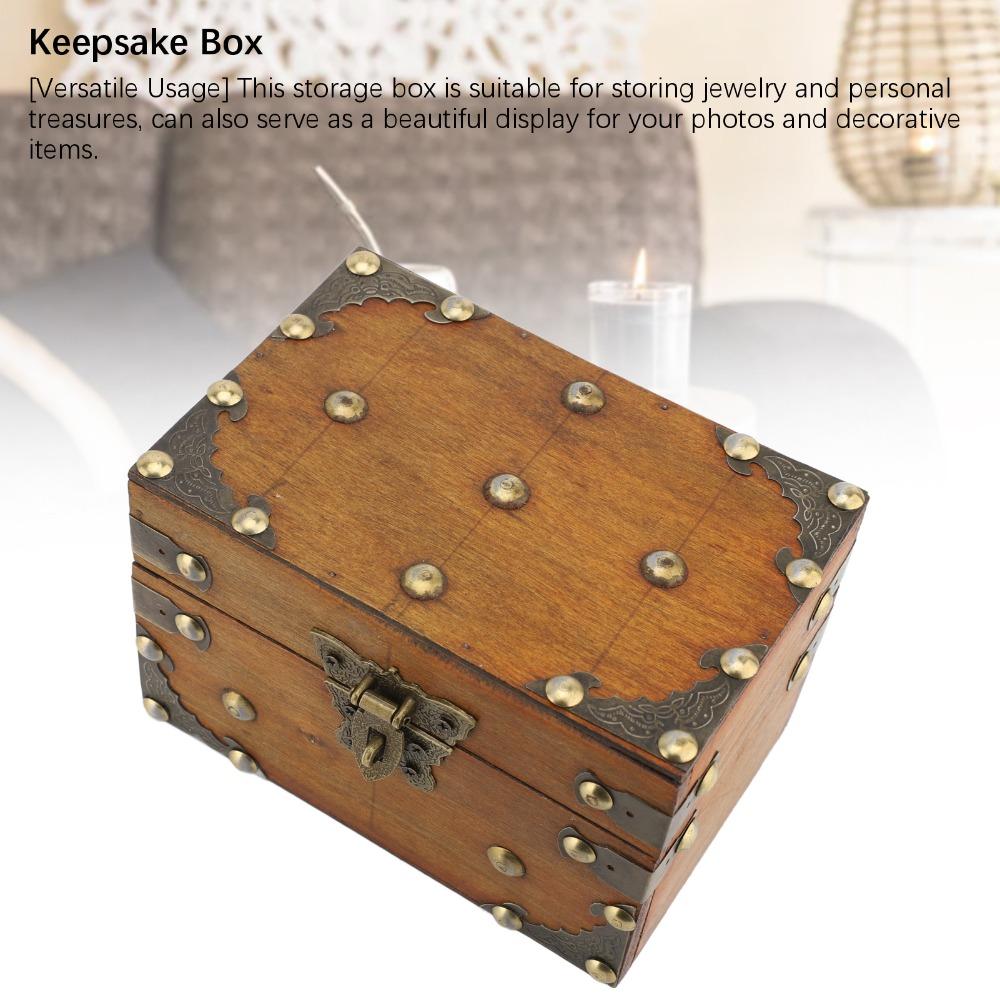 2pcs Wooden Vintage Storage Box Combination Lock Decorative Storage Box Home Decor