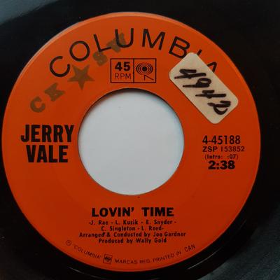 7-Zoll Schallplatte JERRY VALE - Lovin' Time / I'll Never Fall In Lo 445188 Columbia Kanada Pop Gebraucht