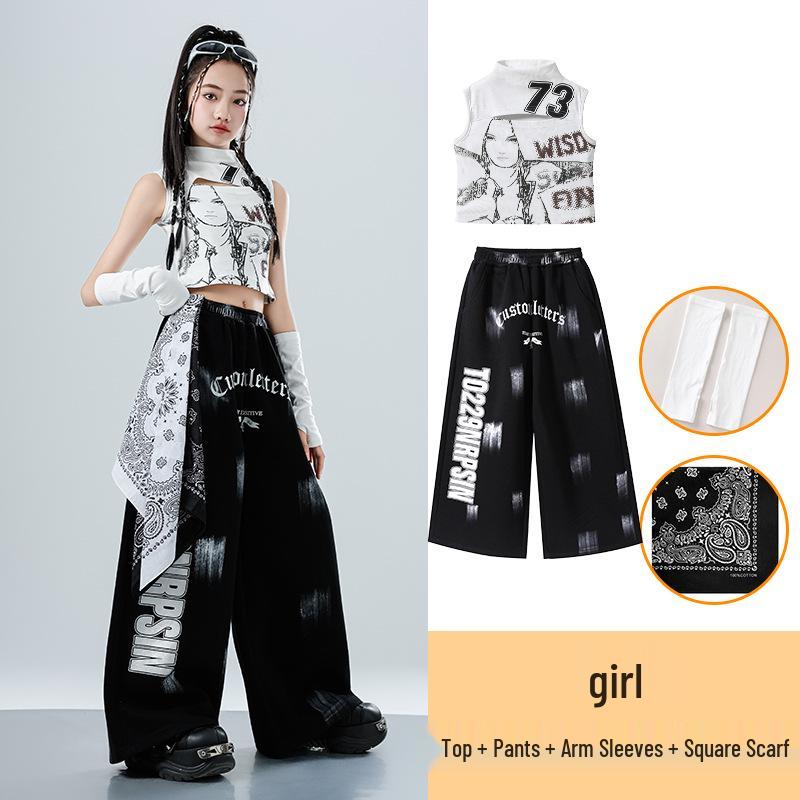 Trendy Girls' Jazz & Hip Hop Dance Crop Top Performance Costume