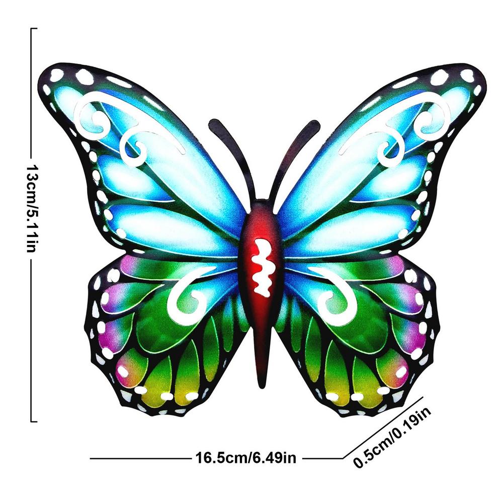 Colourful Wall Art Metal Butterfly Vintage Hand Painted Animal Sculpture For Indoor Outdoor Home Courtyard Garden Decor Ornament