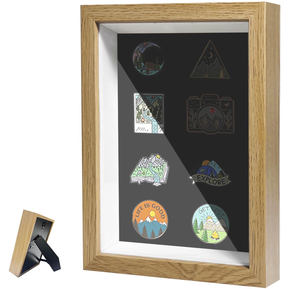 

Umora Рамка для хранения значков Брошь Значок Фетровый дисплей Пылезащитное Прозрачное окно Кейс для коллекции брошей и значков с полыми ячейками Рамка в 2 вариантах (Необработанное дерево,