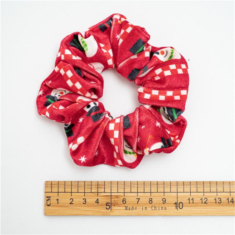 30pcs  Women Hair Scrunchies Christmas Print Corduroy Cloth Hairbands Lady Girls Ponytail Hair Ties Accessories