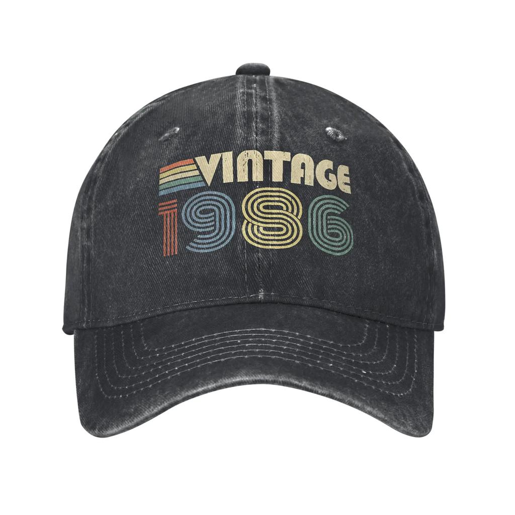 Unisex Vintage  Birthday Year  Years Old Printed Hats Vintage Distressed Denim Baseball Cap Adjustable