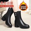 Winter warm wool women's boots real soft leather short boots piled thickened cotton boots medium boots mother cotton shoes thick heel