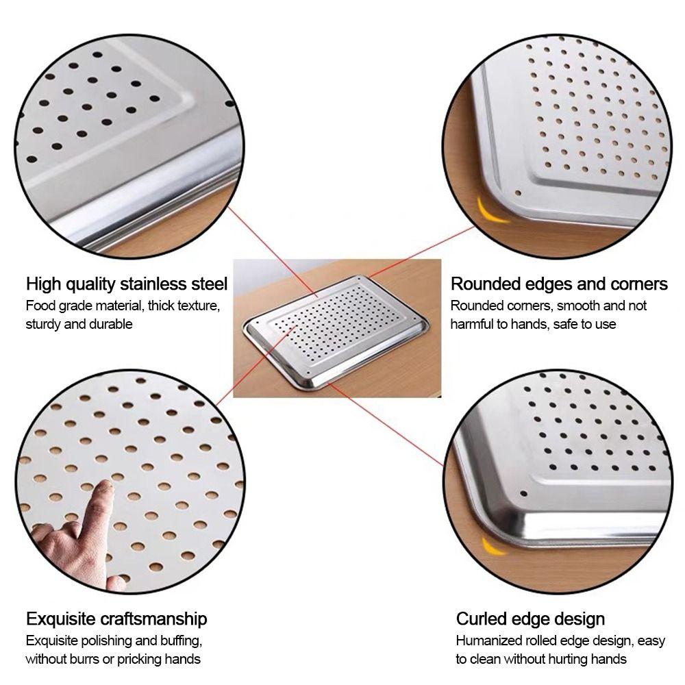 Stainless Steel Tea Tray Rectangle Barbecue Plate New Draining Basin  Teahouse Restaurant