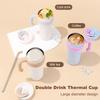 500ml/700ml Thermal Cup Stainless Steel Double Drink Insulated Tumbler with Handle Straw Portable Leak Resistant Travel Mug for Boys Girls