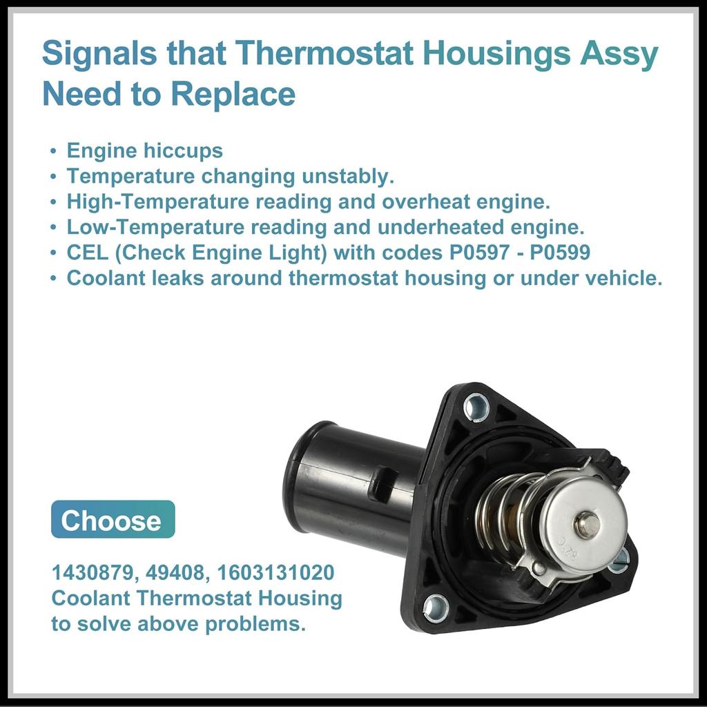 Engine Coolant Thermostat Housing Assembly Replacement for Lexus IS250 2006-2015, 1603131020 Metal Black 1Pc